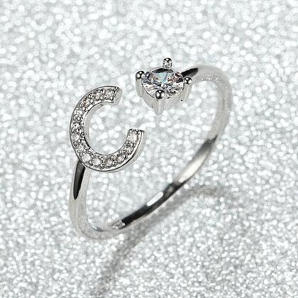 Brass Micro Pave Cubic Zirconia Cuff Rings for Women FS-WGA4C54-29-1