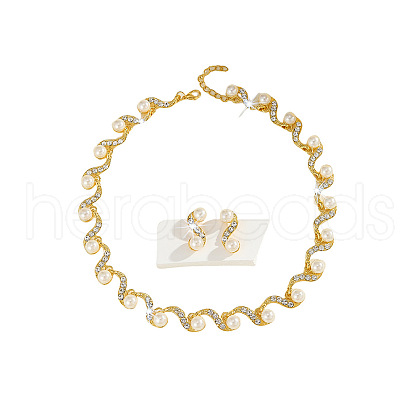 Alloy Rhinestone & Imitation Pearl Jewelry Sets FS-WG13239-01-1
