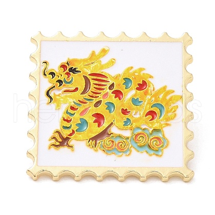 Wavy Rectangle with Dragon Enamel Pins JEWB-I026-02B-1
