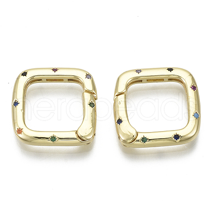 Brass Micro Pave Cubic Zirconia Spring Gate Rings ZIRC-N039-028-NF-1