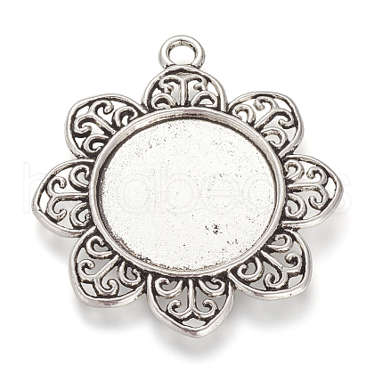 Tibetan Style Alloy Pendant Cabochon Settings TIBE-T003-03AS-NR-1