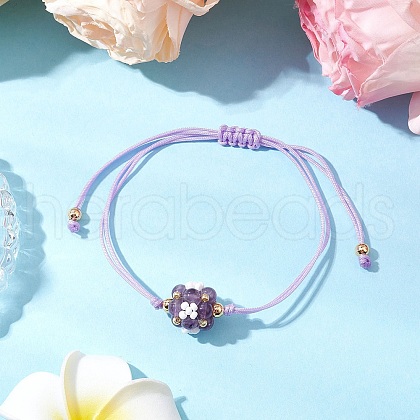 Natural Amethyst Braided Bead Bracelets BJEW-MZ00154-02-1
