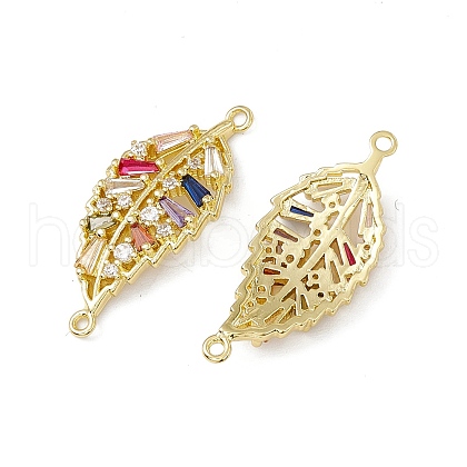 Brass Pave Colorful Cubic Zirconia Connector Charms KK-E068-VC017-1