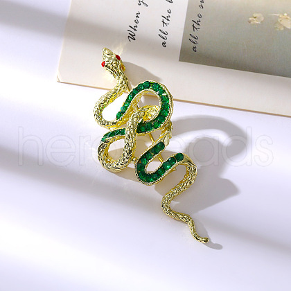 Snake Aolly Rhinestone Brooches JEWB-V008-01LG-02-1
