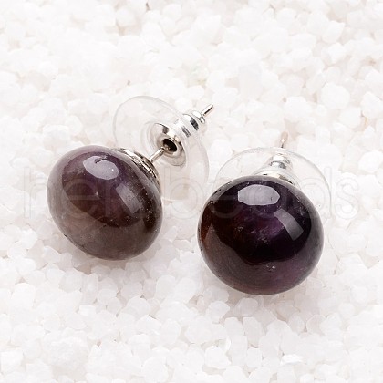 Amethyst Stud Earrings G-F267-09D-1