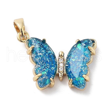 Brass Micro Pave Cubic Zirconia Pendants X-KK-F877-08G-1