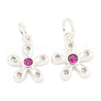 Rack Plating Brass Micro Pave Clear Cubic Zirconia Charms KK-F089-07S-1