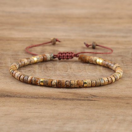 Natural Picture Jasper Beaded Braided Bracelets QH4784-4-1