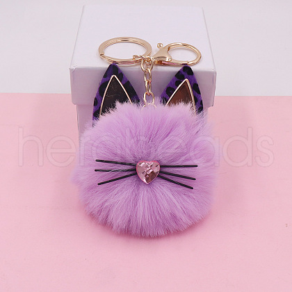 Imitation Rabbit Fur Cat Keychain PW-WG47111-03-1