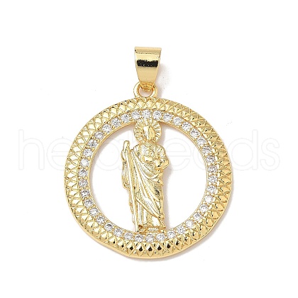 Brass Micro Pave Cubic Zirconia Pendants KK-Q068-40C-G-1