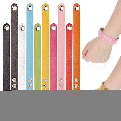  10Pcs 10 Colors Adjustable Leather Cord Bracelets Set for Women BJEW-NB0001-10-1