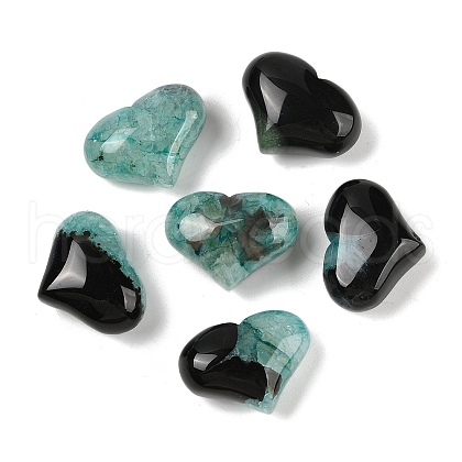 Mother's Day Gifts Natural Druzy Agate(Dyed & Heated) Heart Palm Stone G-Q021-01A-1