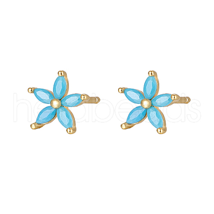 Cubic Zirconia Flower Stud Earrings FY1254-5-1