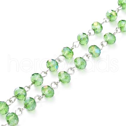 Handmade Electroplate Glass Beaded Chains AJEW-JB00529-08-1