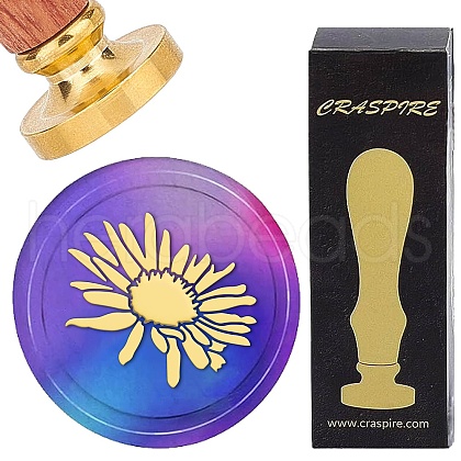 Brass Wax Seal Stamps with Wood Handle AJEW-WH0412-0204-1