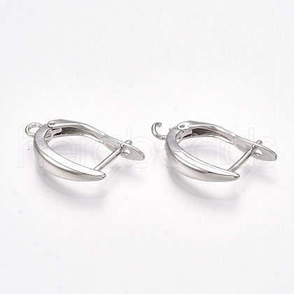 Brass Hoop Earring Findings with Latch Back Closure X-KK-S350-072P-1