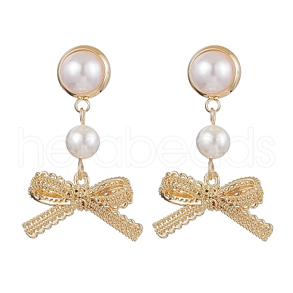 Round Shell Pearl Ear Studs EJEW-TA00539-1
