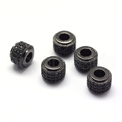 Rack Plating Brass Cubic Zirconia European Beads ZIRC-S023-02B-1