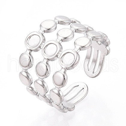 304 Stainless Steel Cuff Rings Components STAS-N113-02P-1