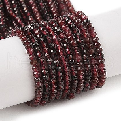 Faceted Rondelle Natural Garnet Bead Strands X-G-I156-08B-1