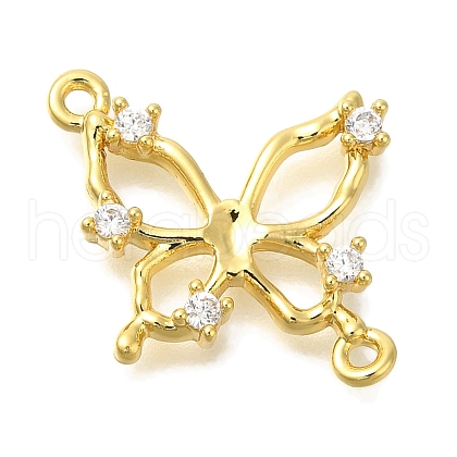 Brass Pave Clear Cubic Zirconia Connector Charms KK-K388-70G-1