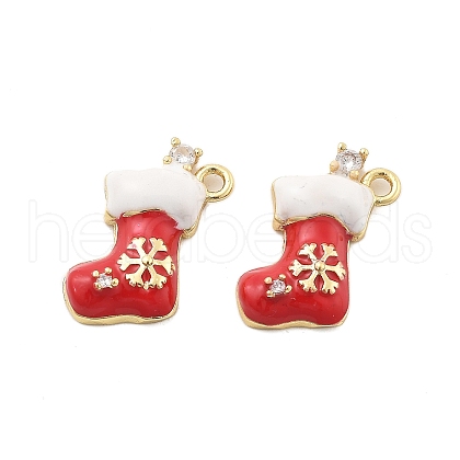 Christmas Theme Brass Micro Pave Cubic Zirconia Pendants KK-L228-30A-G-1