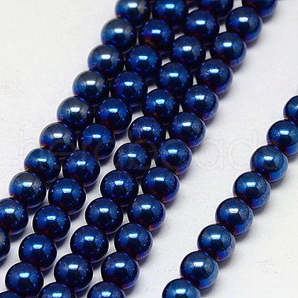 Electroplate Non-magnetic Synthetic Hematite Beads Strands G-J169A-8mm-03-1