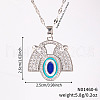 Brass Blue Enamel Fan with Oval Pendant Necklaces CL4028-6-1