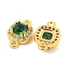 Brass Pave Clear & Green Cubic Zirconia Connector Charms KK-P275-47G-2