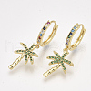 Brass Cubic Zirconia Hoop Earrings EJEW-S201-168-1