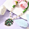 Leaf Alloy Enamel Pendant Necklaces for Women NJEW-JN05350-02-1