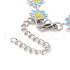 Enamel Daisy Link Chains Bracelet BJEW-P271-01P-03-4