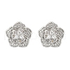 Flower Brass Micro Pave Clear Cubic Zirconia Stud Earrings EJEW-M082-19P-3