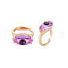 Evil Eye Glass Ajuastable Rings RJEW-S048-002G-NF-4