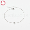 Rhodium Plated 925 Sterling Silver Letter Cubic Zirconia Link Bracelets GI2156-20-1
