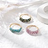 Natural Amethyst & Moss Agate & Apatite Finger Rings RJEW-TA00182-1