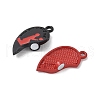 Spray Painted Alloy Red and Black Enamel Split Pendants PALLOY-V006-07-2