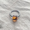 Square 304 Stainless Steel with Glass Finger Rings FS-WG8AAFA-28-1