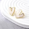 Heart Brass Stud Earrings EJEW-V011-07G-03-2