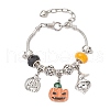 Halloween Alloy Enamel Charm Bracelets BJEW-JB12008-2