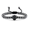 Adjustable Sweet and Cool Couples Brass Micro Pave Cubic Zirconia Leopard Braided Bead Bracelets for Women LY5940-2-1