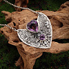 Alloy Amethyst Rhinestone Heart Pendant Necklaces for Women FS-WG5DD6E-01-2