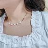 Natural Shell Heart Beads & Glass Seed Beaded Necklaces for Women WG67538-01-4