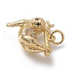 Brass Micro Pave Clear Cubic Zirconia Pendants X-ZIRC-H104-02G-3
