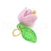 Flower Shape Synthetic Shell Charms PALLOY-JF03862-01-4