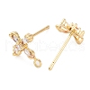 Cross Brass Micro Pave Cubic Zirconia Stud Earrings Finding KK-Z084-02G-2