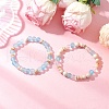 2Pcs 2 Styles Bohemia Style Natural Fossil & Freshwater Shell & Glass Beads Stretch Bracelets for Women BJEW-JB11865-1