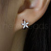 S925 Sterling Silver Flower Hoop Earrings WB4304-2-1