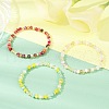 3Pcs 3 Colors Faceted Round Electroplate Glass Beads Stretch Bracelets for Women BJEW-JB11625-1