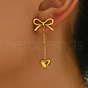 Stylish Stainless Steel Butterfly with Heart Tassel Heart Stud Earrings XV0510-1-2